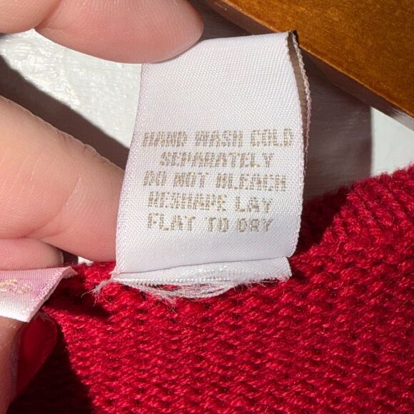 Vintage Red Embroidered Christmas Sweater Applique Holiday Medium Cherokee - Picture 3 of 9